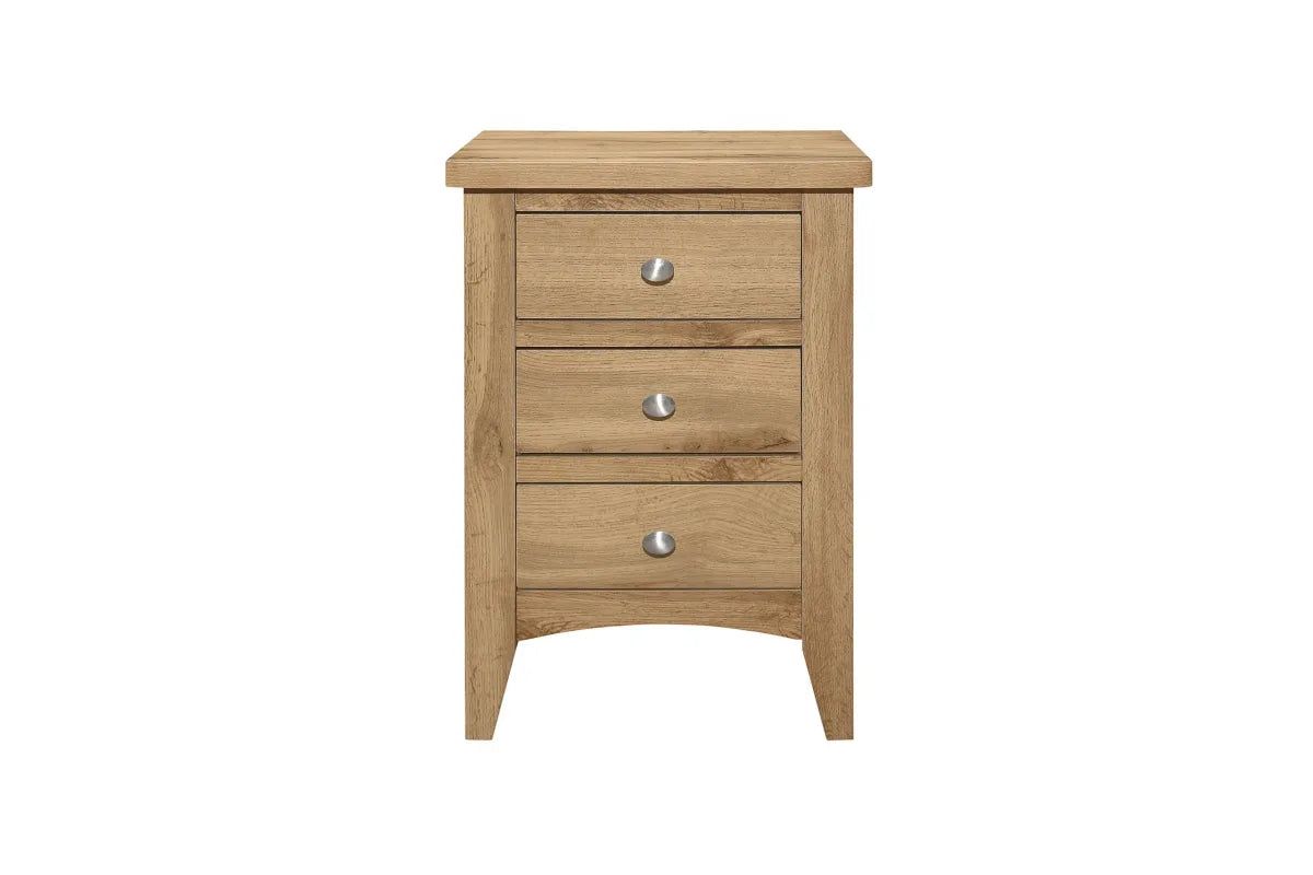 Hampstead Oak 3 Drawer Bedside Oak