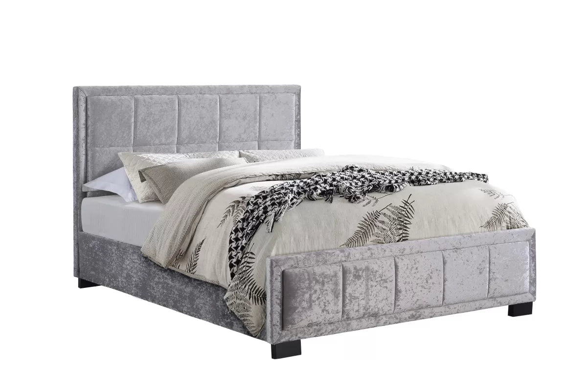 Hannover Steel Crushed Velvet King Bed