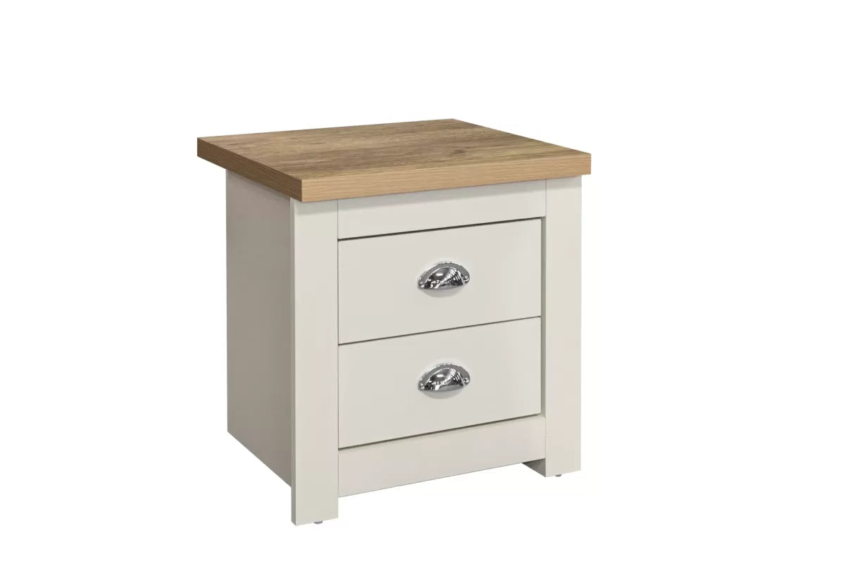 Highgate Cream & Oak 2 Drawer Bedside
