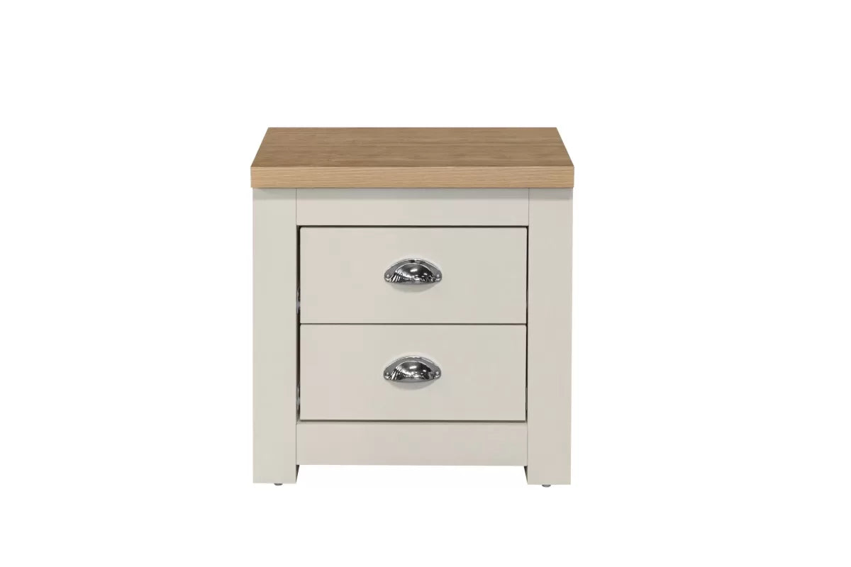 Highgate Cream & Oak 2 Drawer Bedside