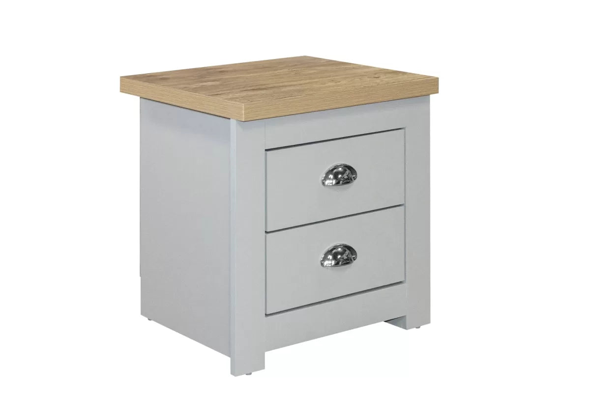 Highgate Grey & Oak 2 Drawer Bedside