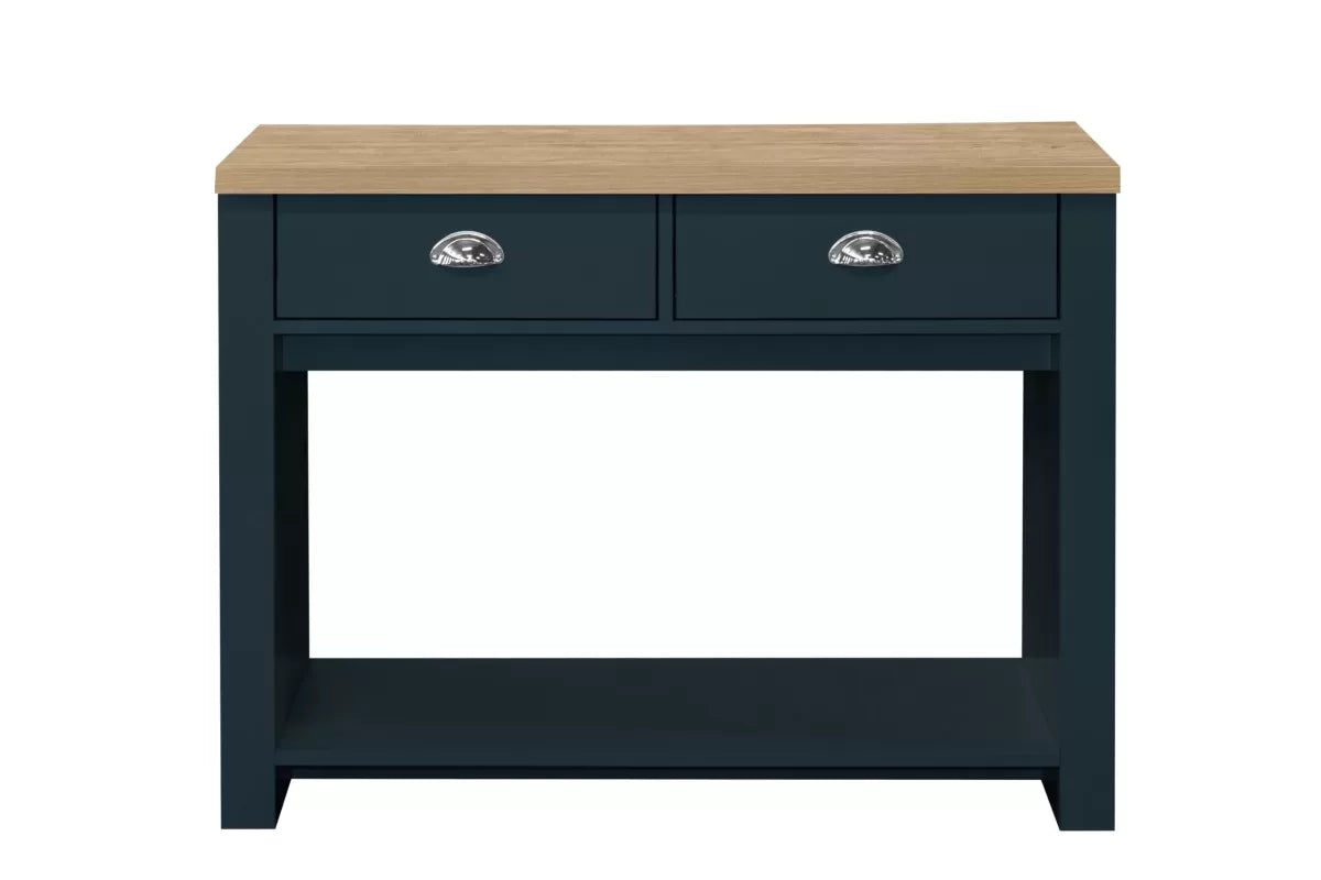 Highgate Navy Blue & Oak 2 Drawer Console Table