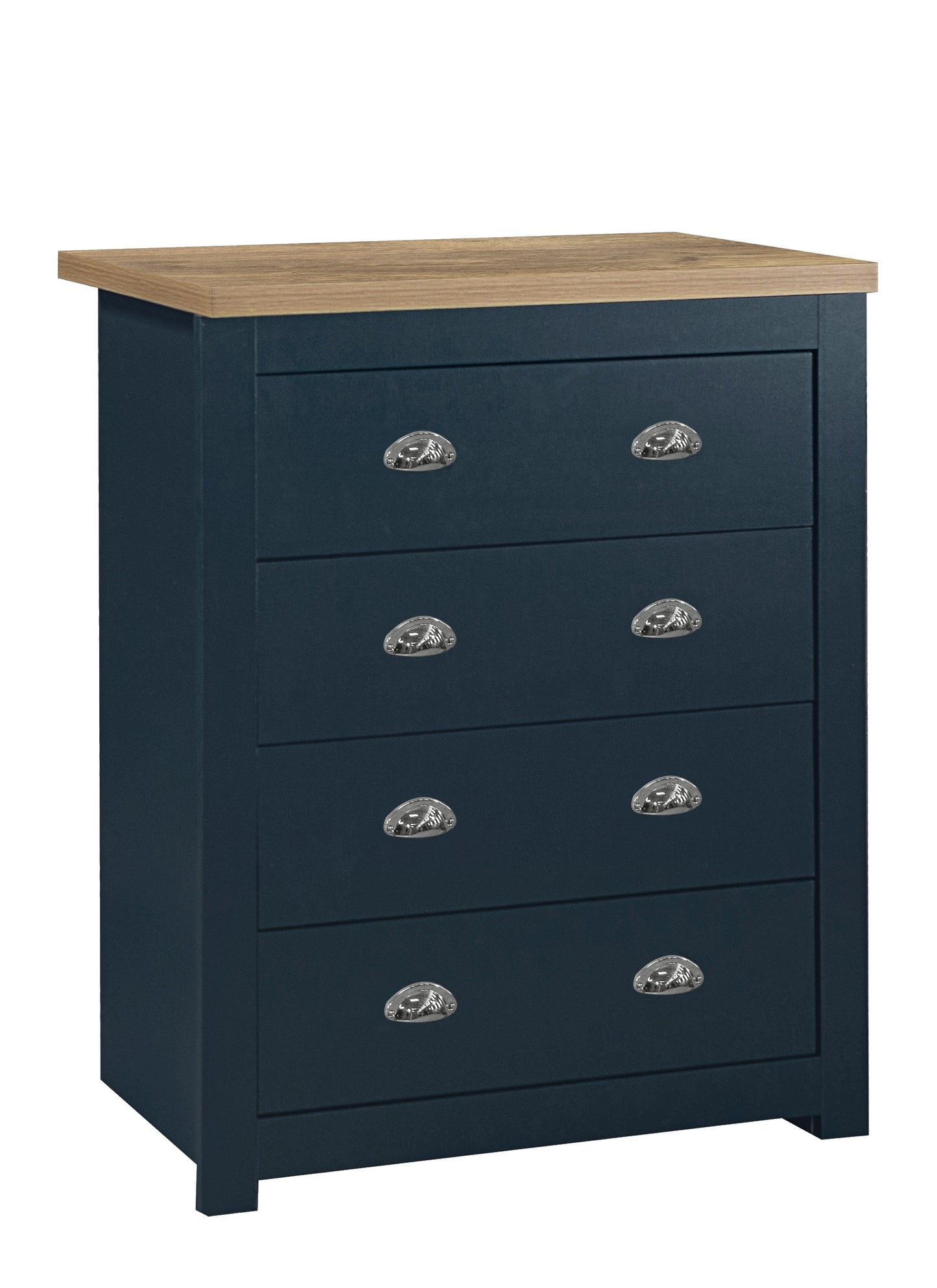 Highgate Navy Blue & Oak 4 Drawer Chest