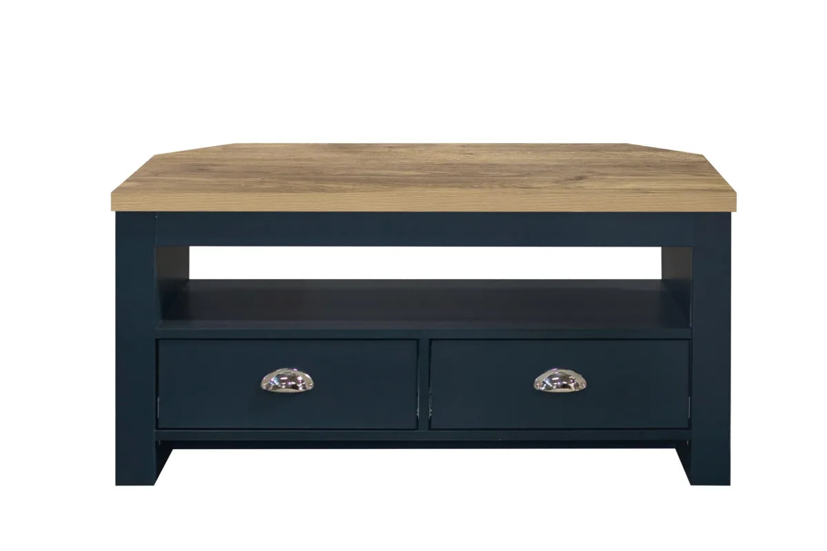Highgate Navy Blue & Oak Corner TV Unit
