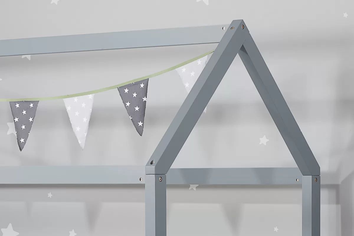 House Single Bed Grey + Single Air Mattress