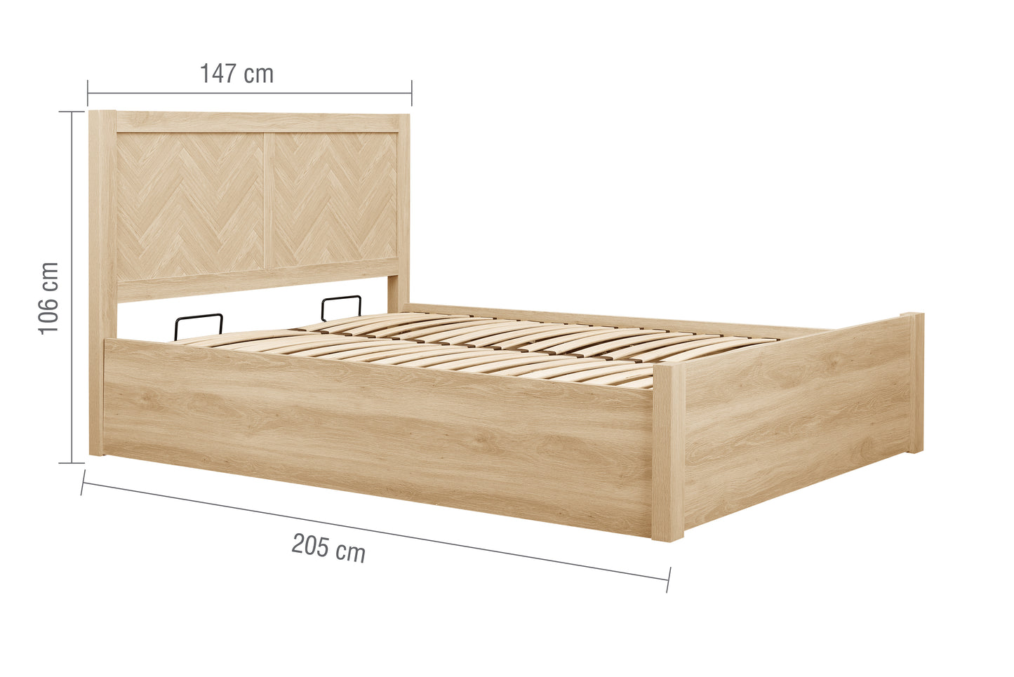 Herringford Oak Ottoman Double Bed + Comfort Double Mattress