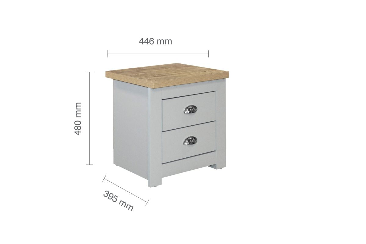 Highgate Grey & Oak 2 Drawer Bedside