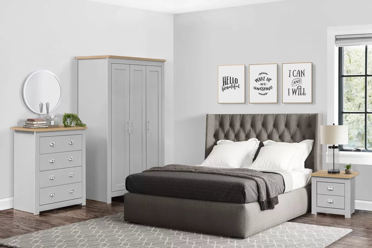 Highgate Grey & Oak 2 Drawer Bedside