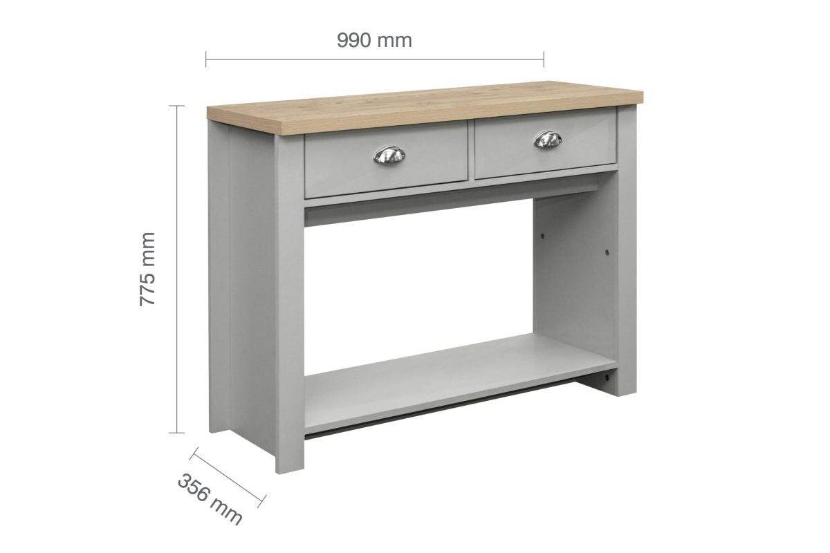 Highgate Grey & Oak 2 Drawer Console Table
