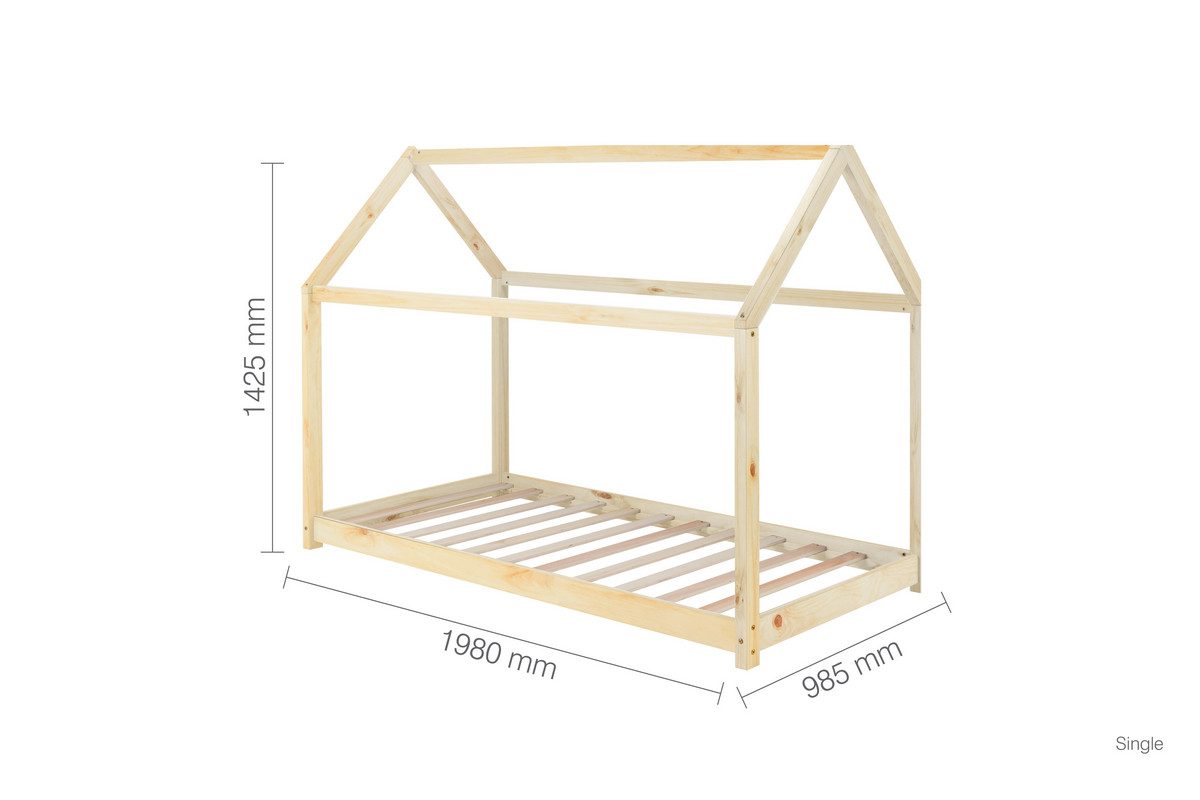 House Single Bed Pine + Single Air Mattress