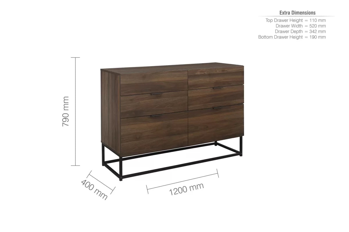 Houston Walnut 6 Drawer Chest