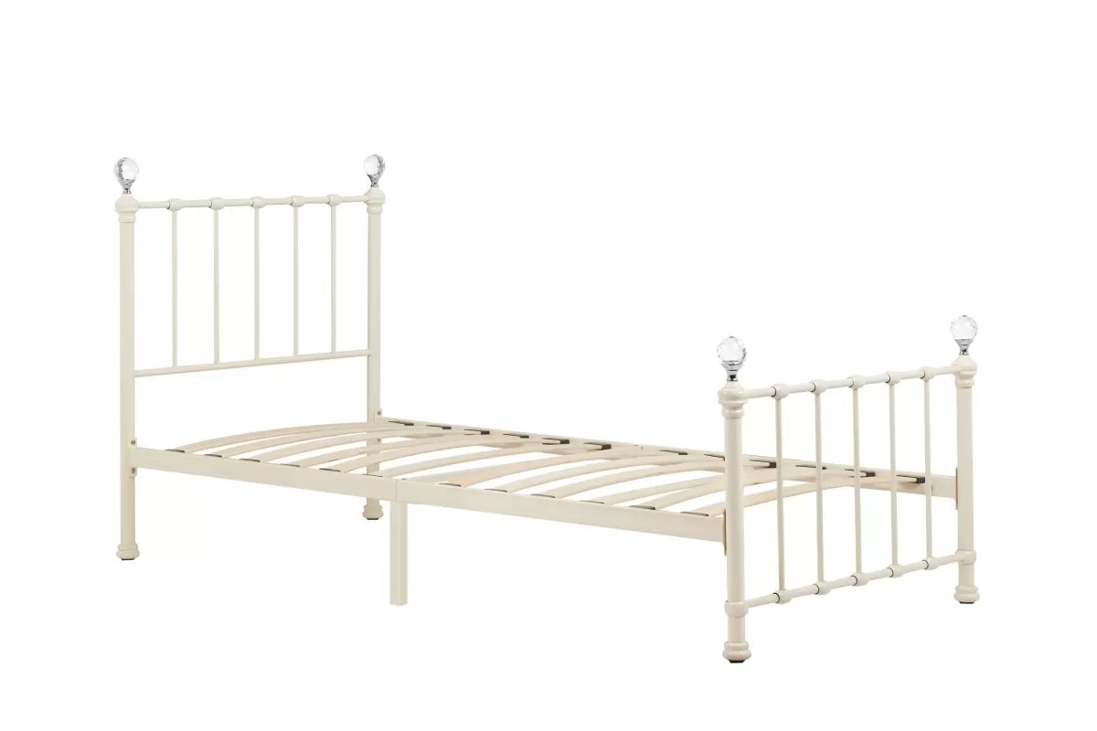 Jessica Single Cream Metal Bed + Single Comfort Mattress