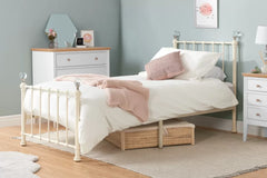 Jessica Single Cream Metal Bed + Single Comfort Mattress