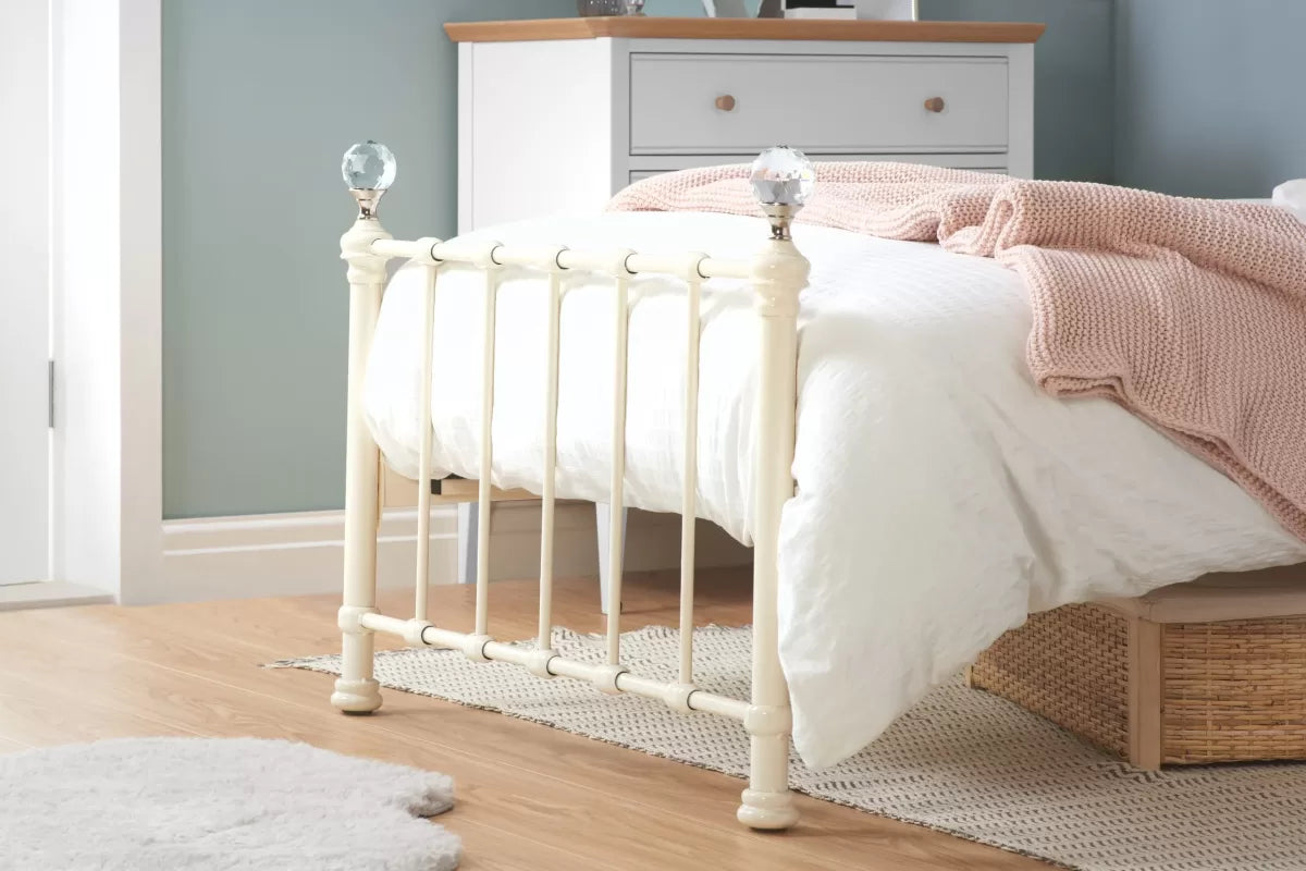 Jessica Single Cream Metal Bed + Single Comfort Mattress