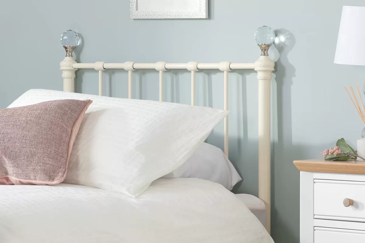 Jessica Single Cream Metal Bed + Single Comfort Mattress
