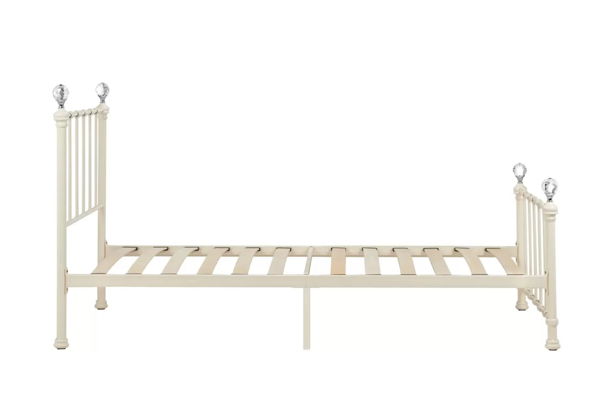 Jessica Single Cream Metal Bed + Single Comfort Mattress