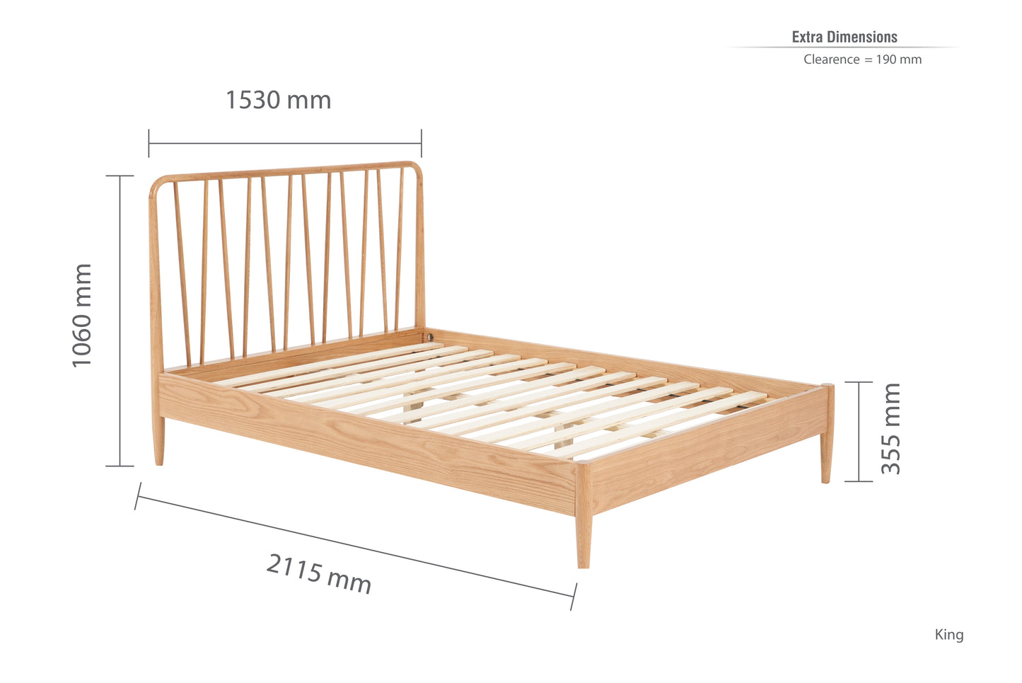 Jesper Scandi Oak King Bed + Bliss King Mattress