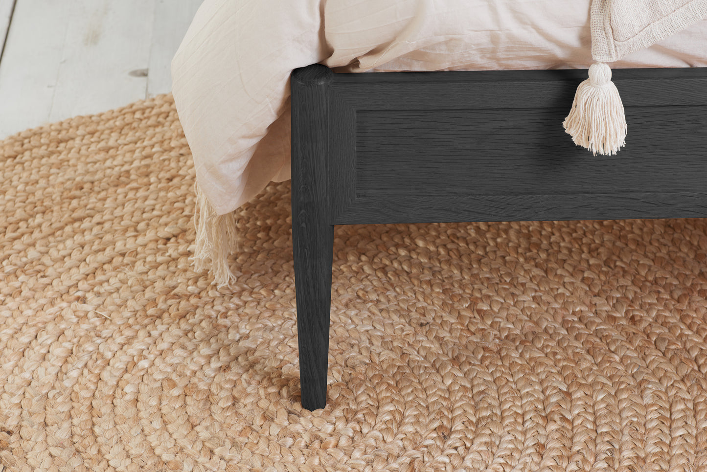 Leonie Black Rattan Super King Bed + Super King Heaven Mattress