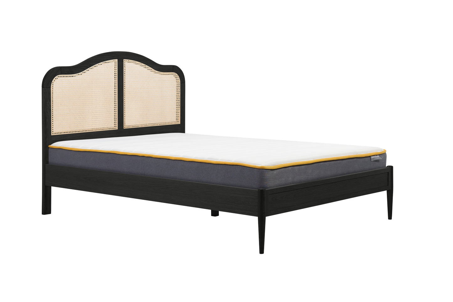 Leonie Black Rattan Super King Bed + Super King Heaven Mattress
