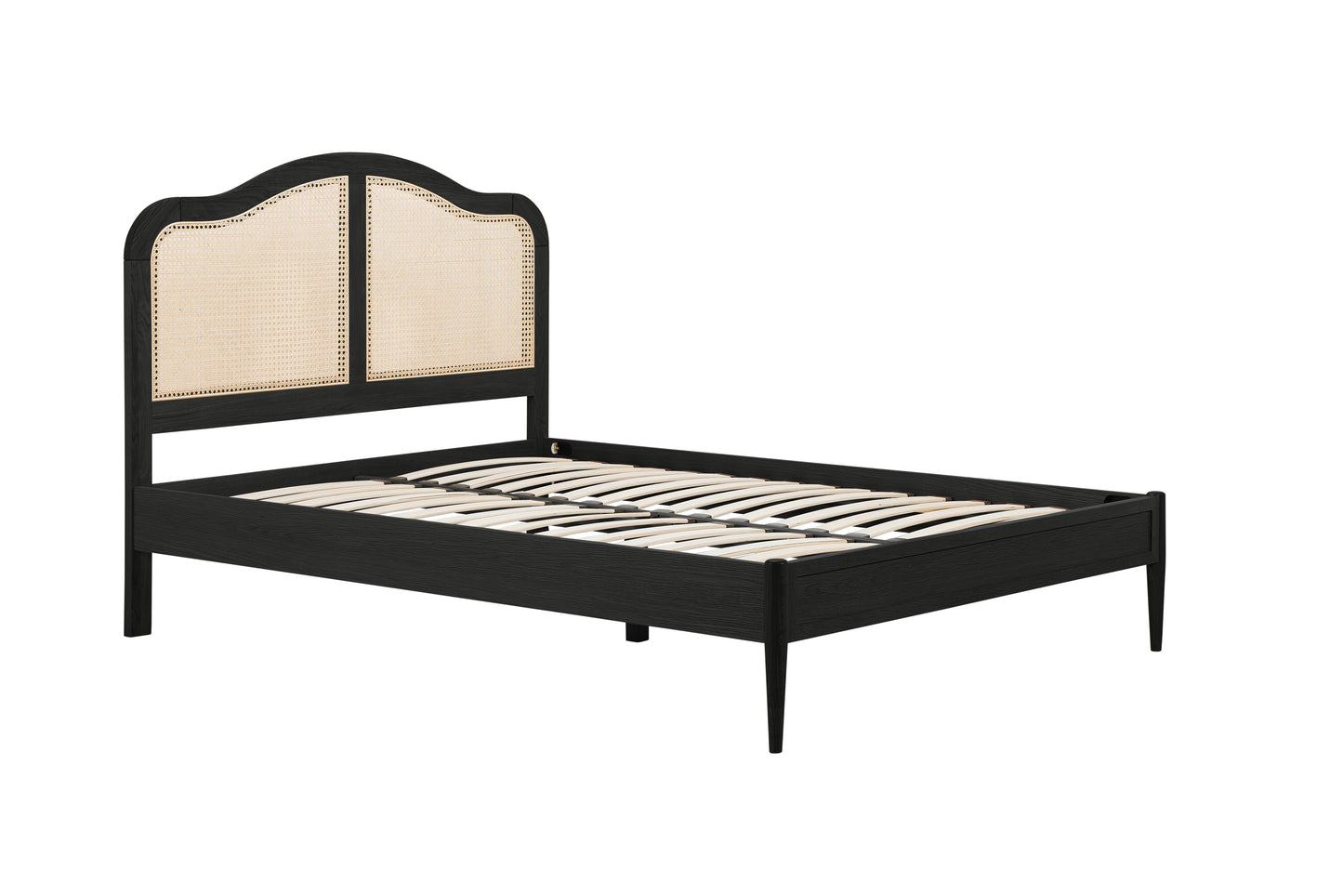 Leonie Black Rattan Super King Bed + Super King Heaven Mattress