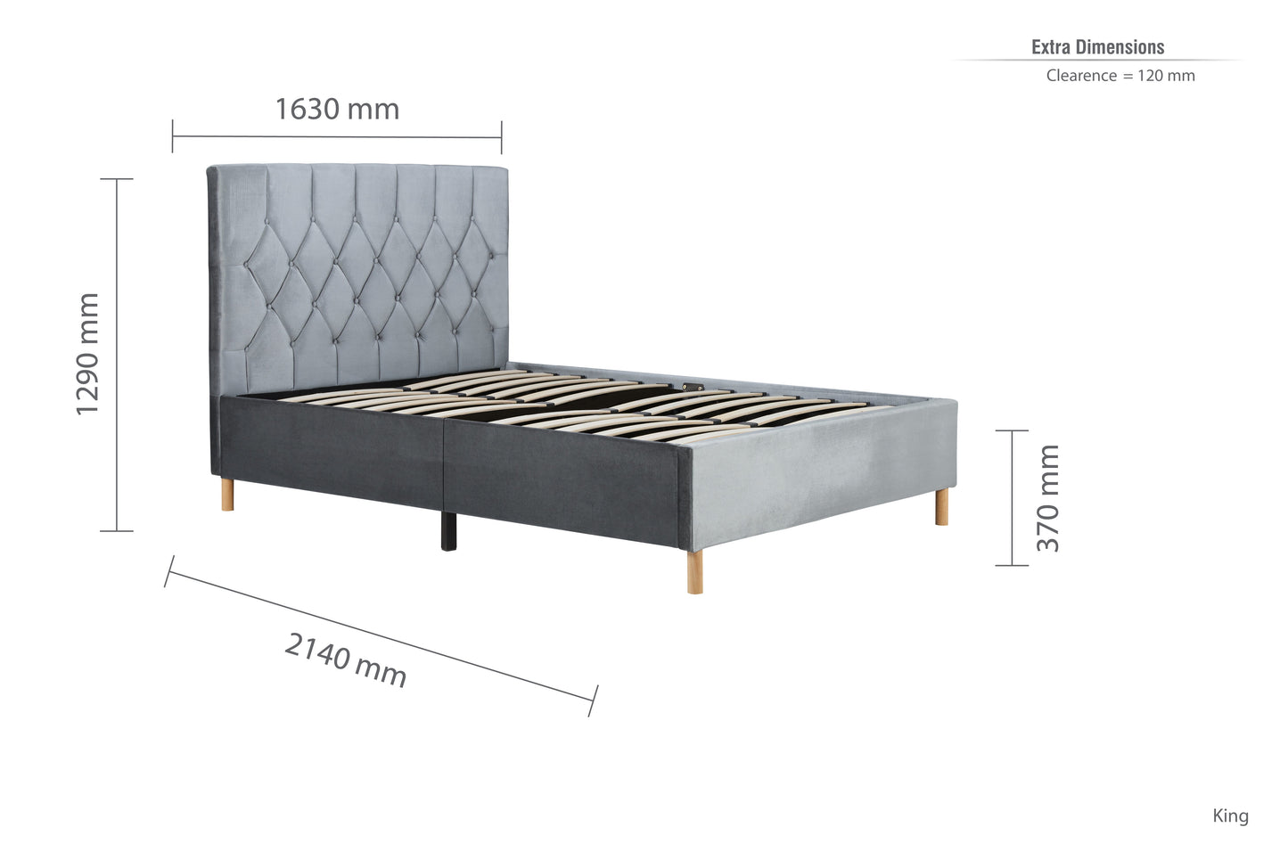 Loxley Grey King Bed + Comfort King Mattress