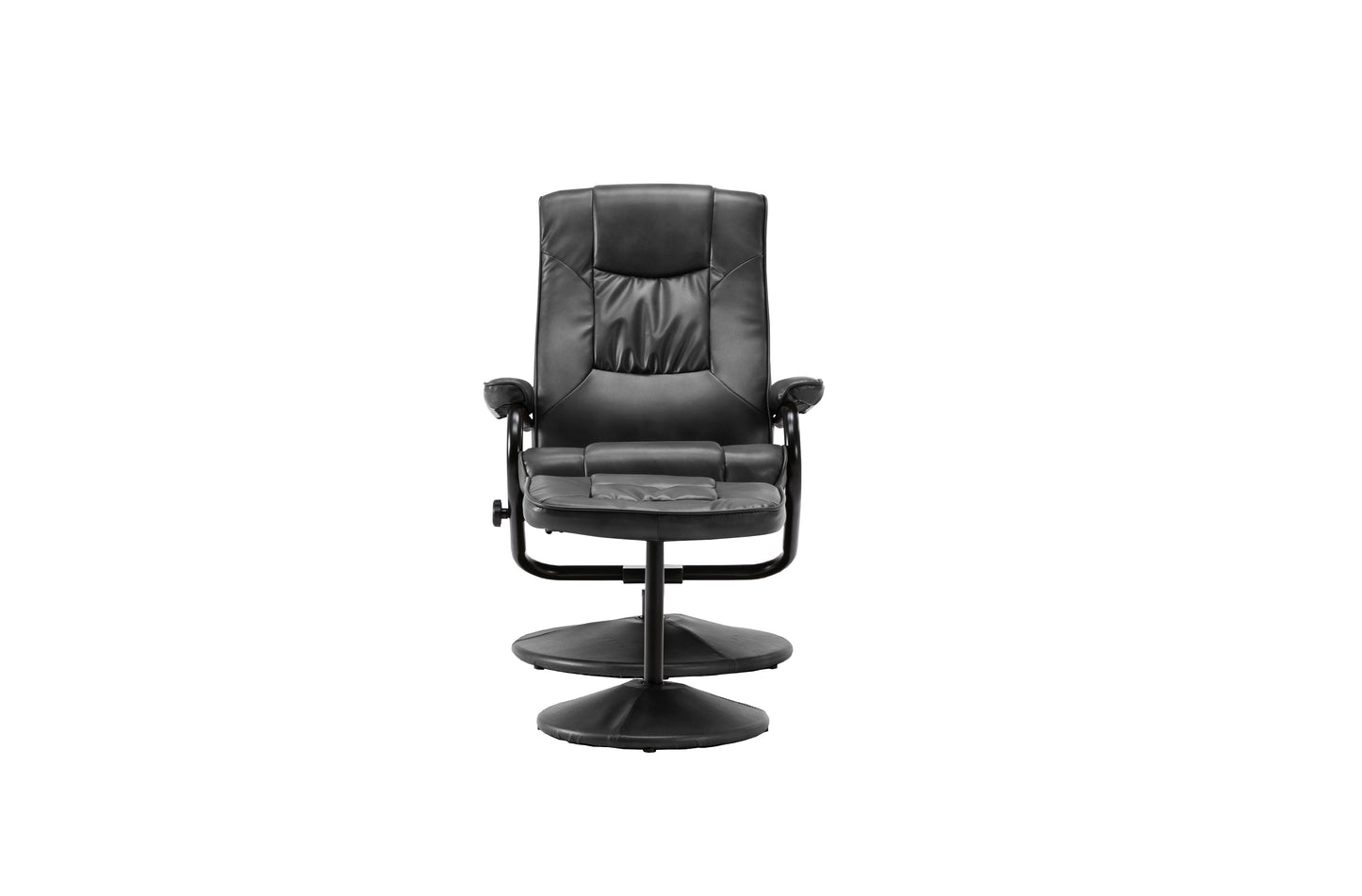 Marazion Black Leather Swivel Chair & Footstool