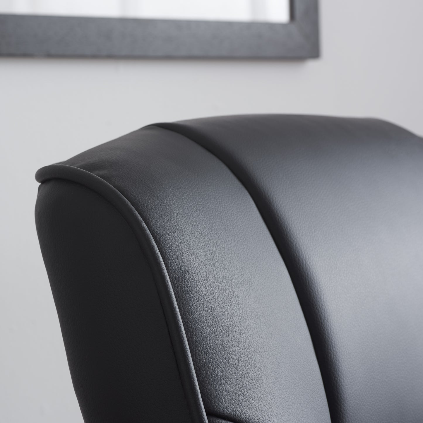 Marazion Black Leather Swivel Chair & Footstool