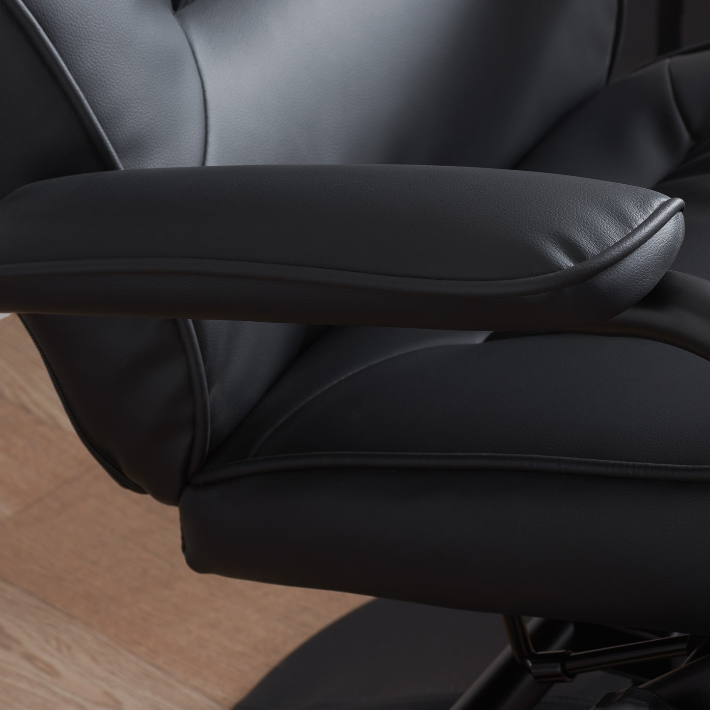 Marazion Black Leather Swivel Chair & Footstool