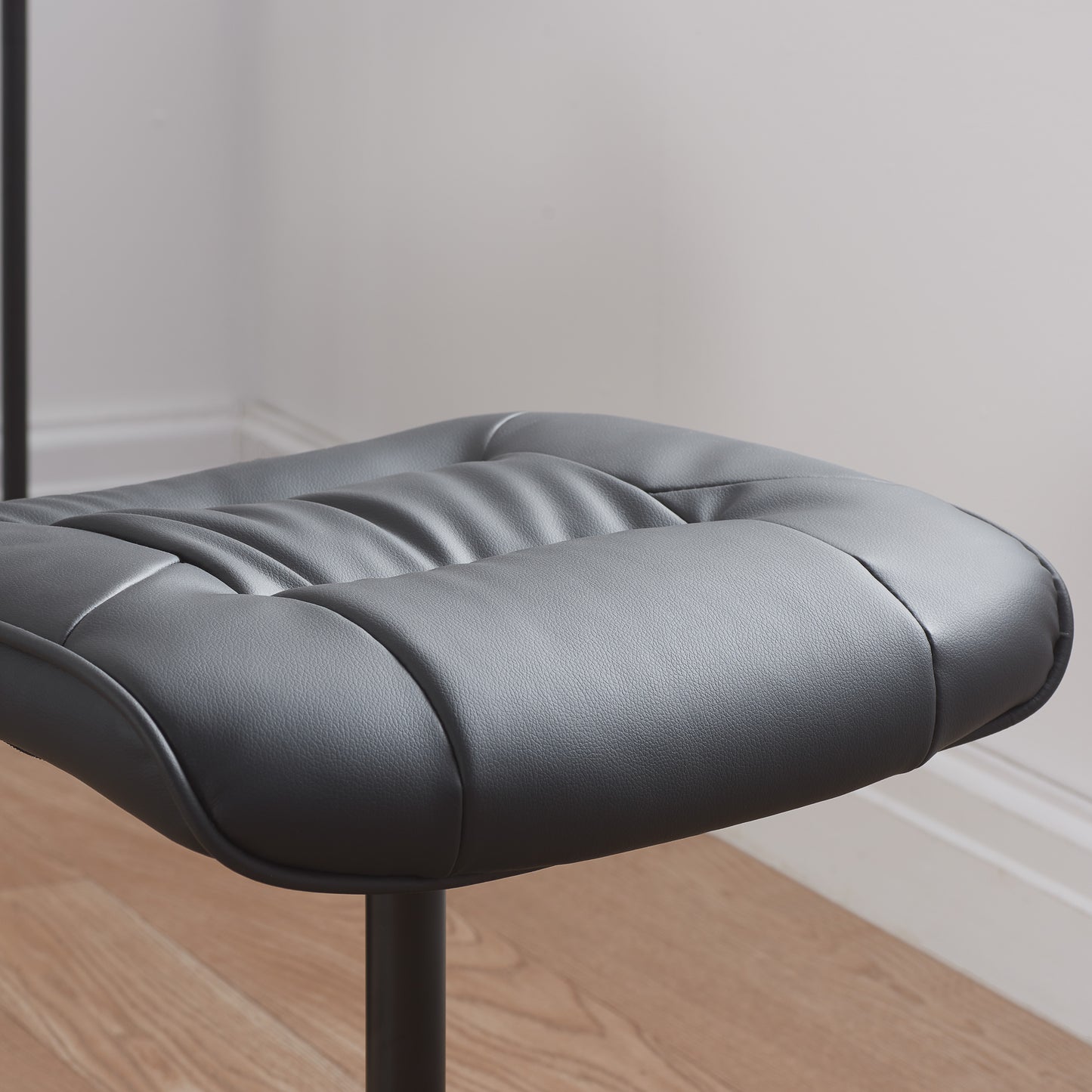 Marazion Black Leather Swivel Chair & Footstool