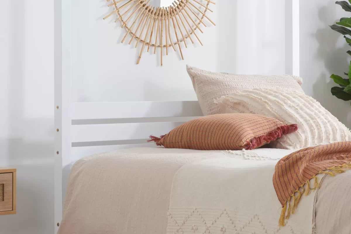 Mercia White Four Poster Double Bed + Heaven Double Mattress