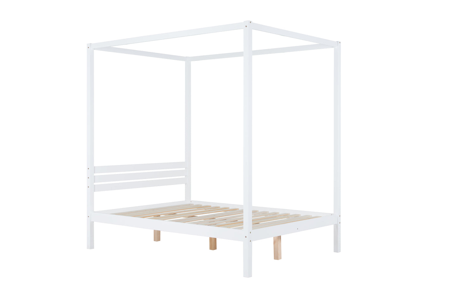 Mercia White Four Poster Double Bed + Heaven Double Mattress