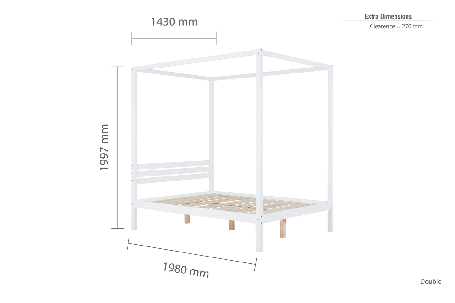 Mercia White Four Poster Double Bed + Heaven Double Mattress