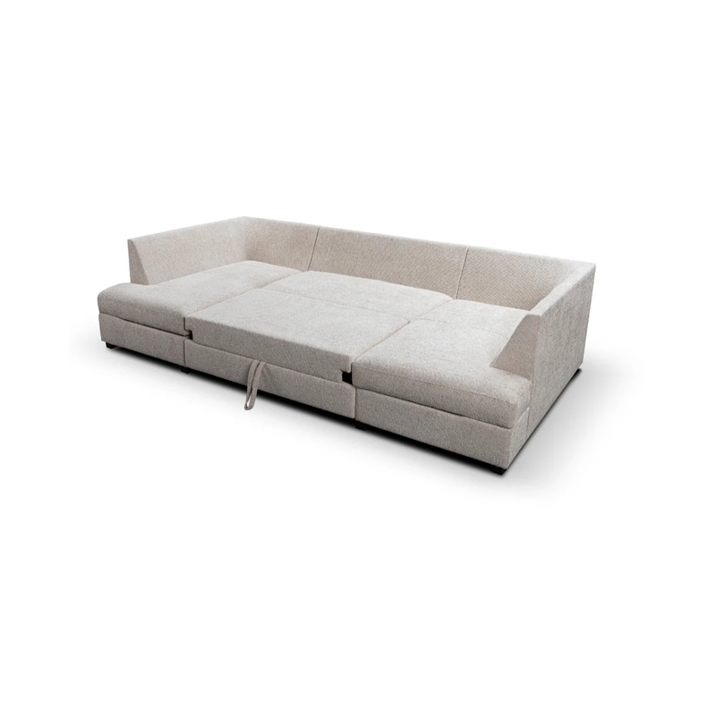 Meriden  Cream Enzo Fabric Storage U-Shape Sofa/Bed