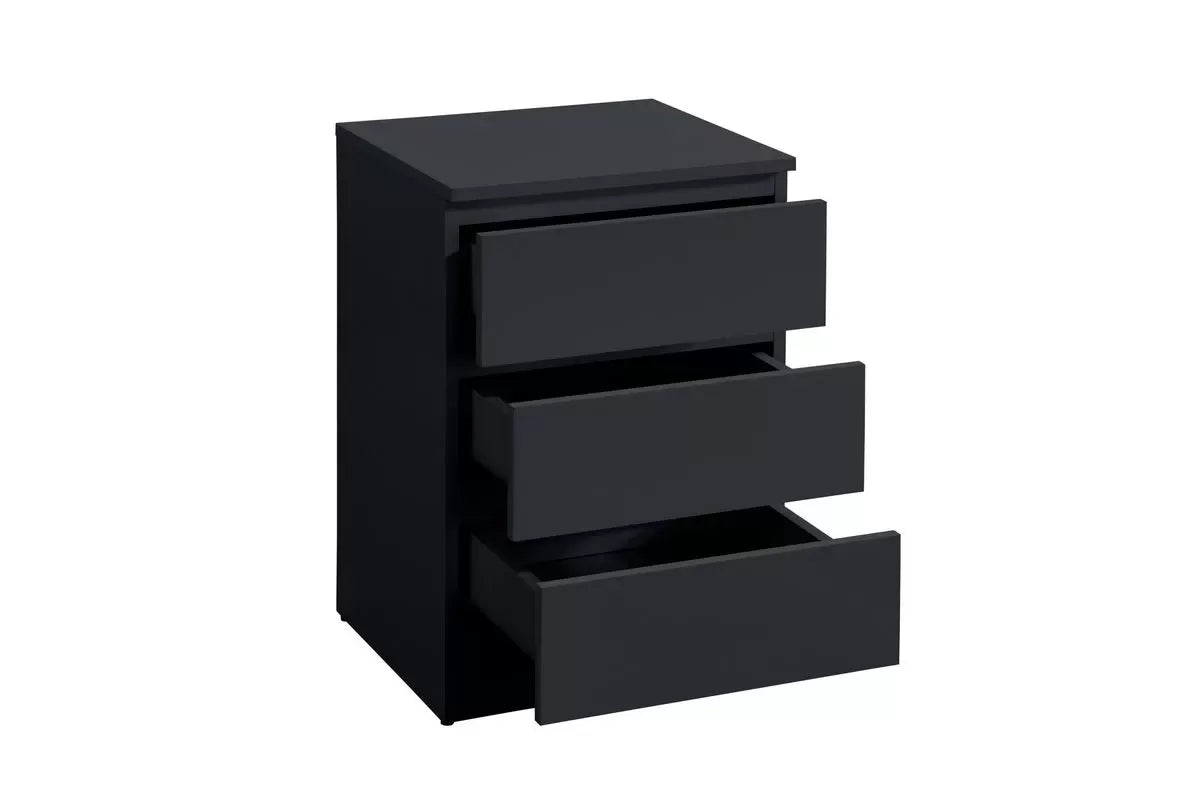 Oslo Black 3 Drawer Bedside