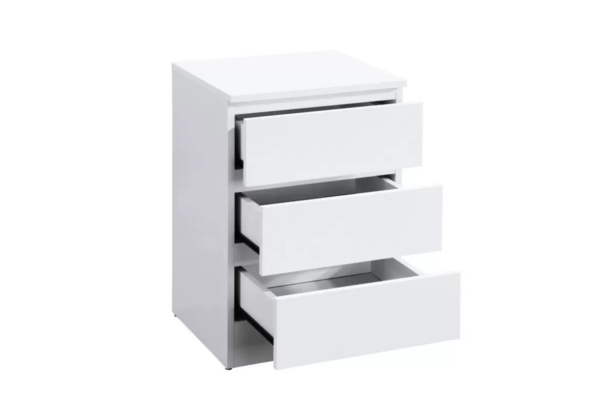 Oslo White 3 Drawer Bedside