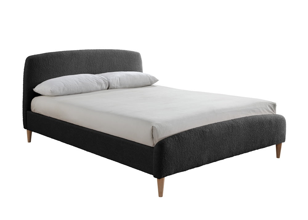 Otley Boucle Fabric Charcoal Double Bed + Heaven Double Mattress