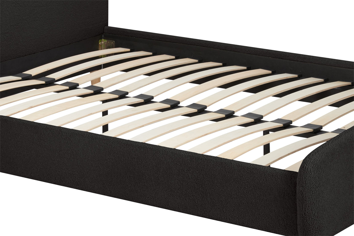 Otley Boucle Fabric Charcoal Double Bed + Heaven Double Mattress