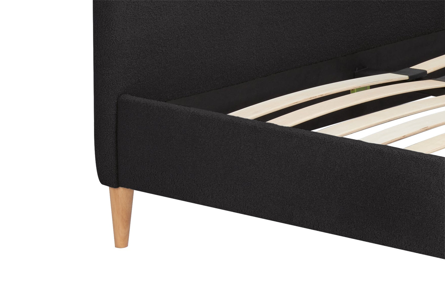 Otley Boucle Fabric Charcoal Double Bed + Heaven Double Mattress