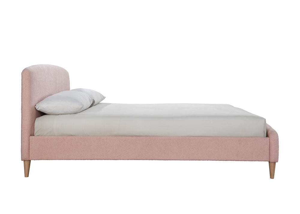 Otley Boucle Fabric Blush Pink Double Bed + Heaven Double Mattress