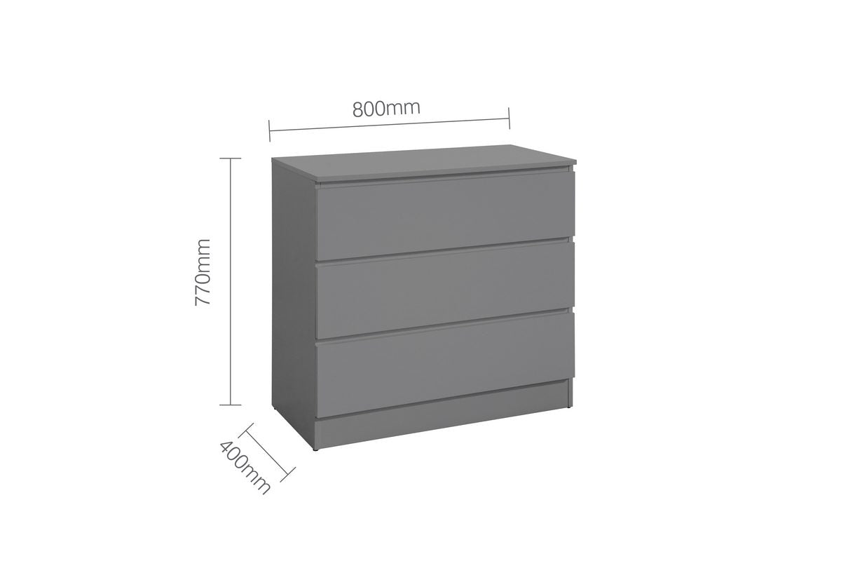 Oslo Grey 3 Drawer Chest