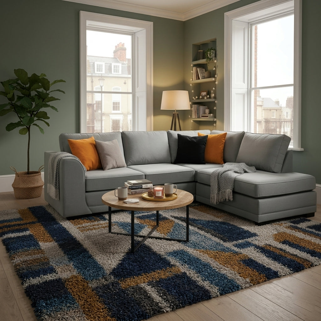 Oslo Grey Fabric Right Hand Corner Sofa