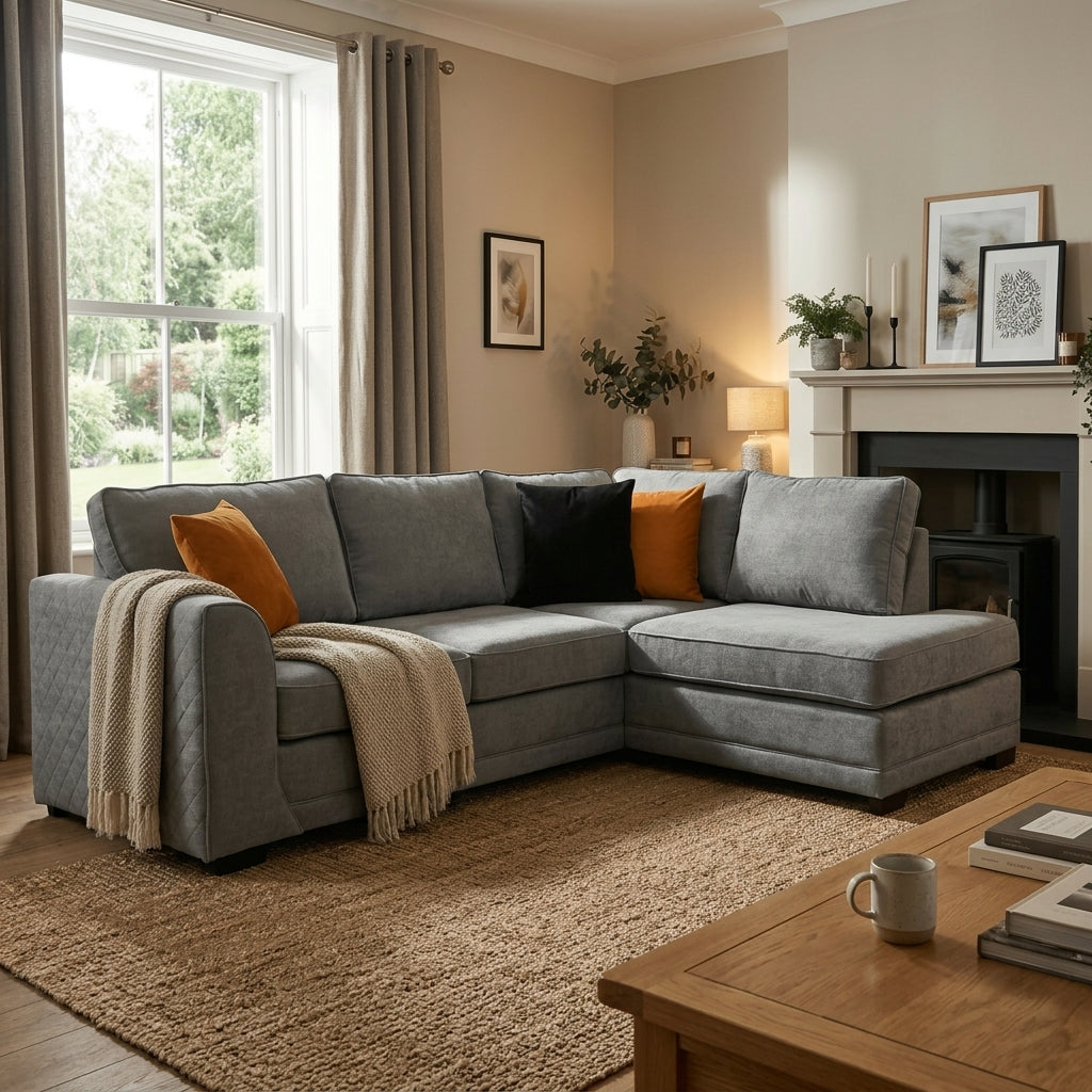 Oslo Grey Fabric Right Hand Corner Sofa