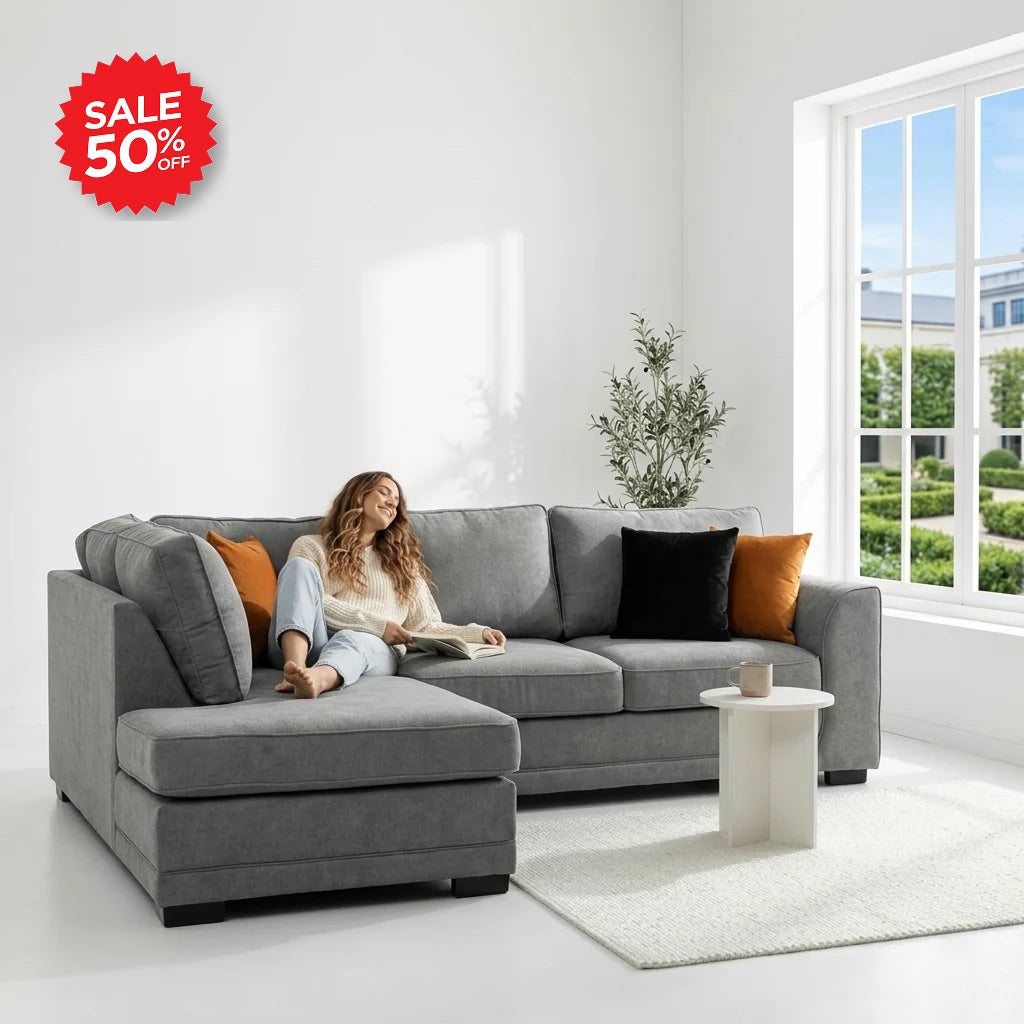 Oslo Grey Fabric Left Hand Corner Sofa