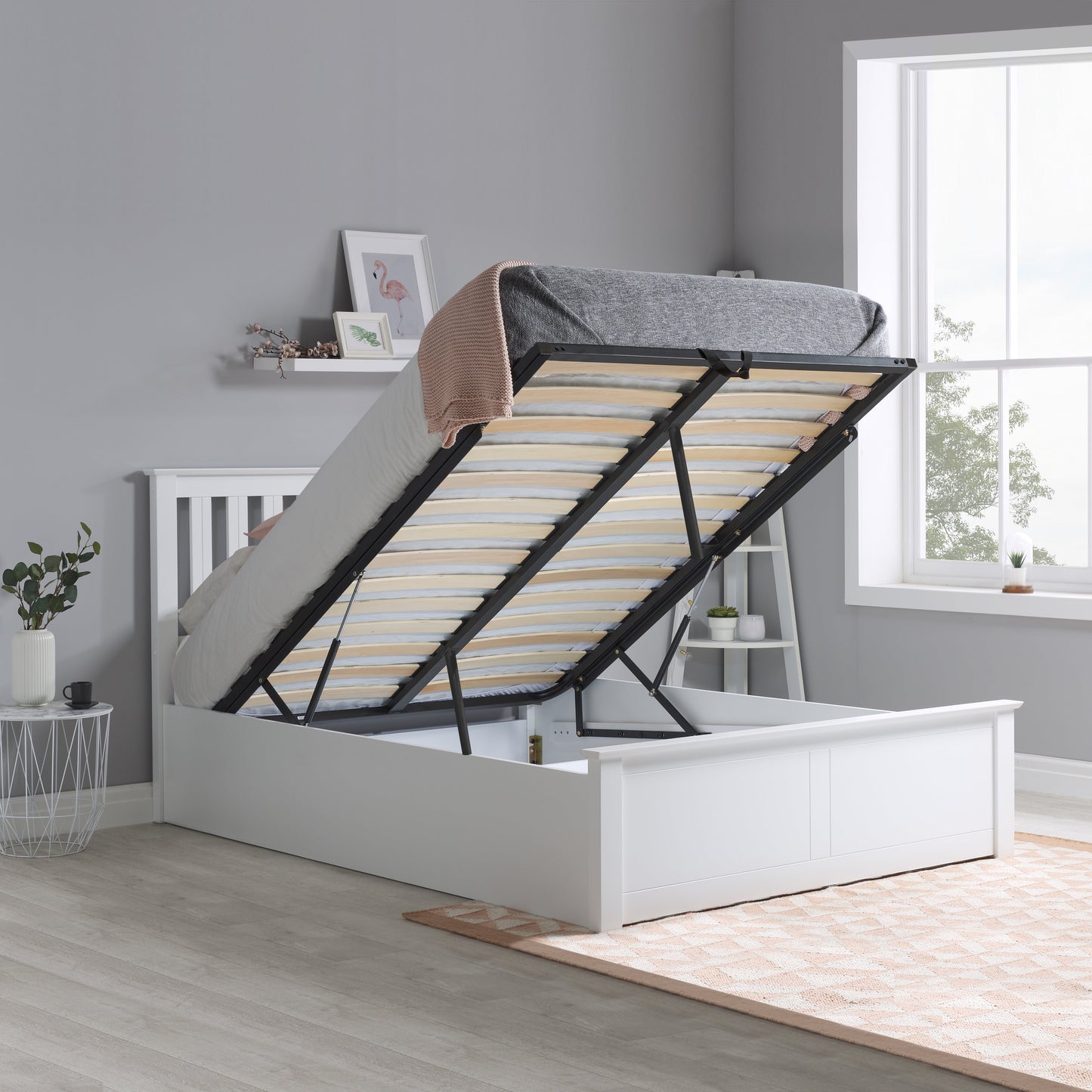 Pheonix White Ottoman Small Double Bed + Comfort Small Double Mattress