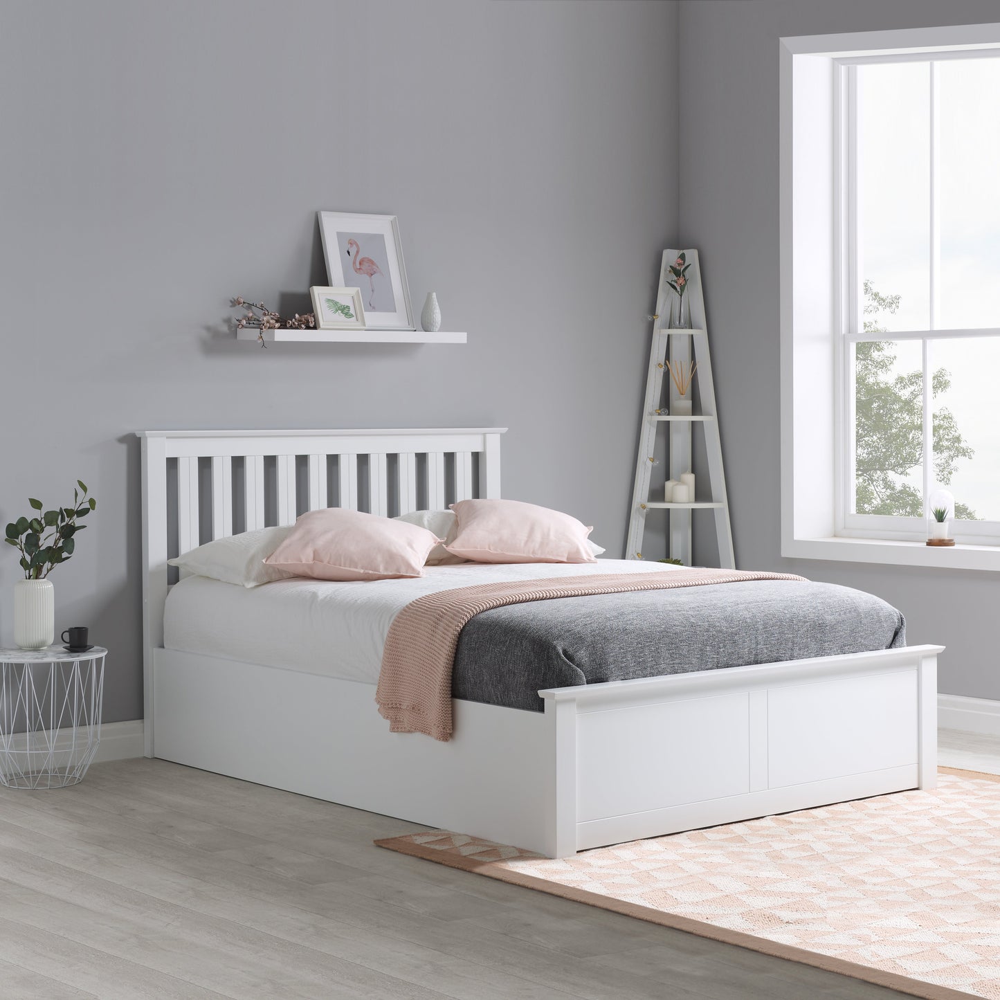 Pheonix White Ottoman Small Double Bed + Comfort Small Double Mattress