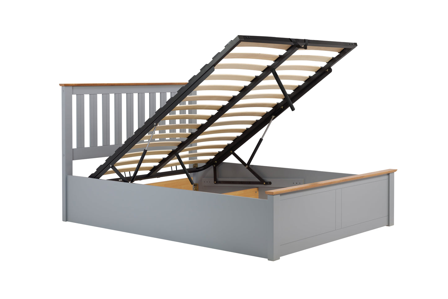 Pheonix Stone Grey Ottoman King Bed + Comfort King Mattress