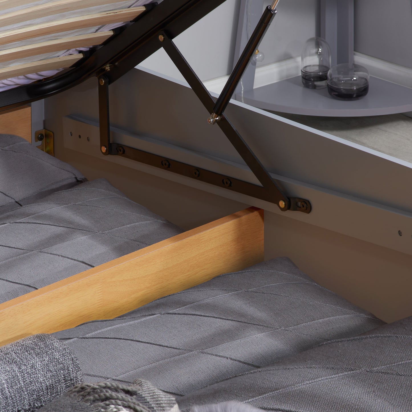 Pheonix Stone Grey Ottoman King Bed + Comfort King Mattress