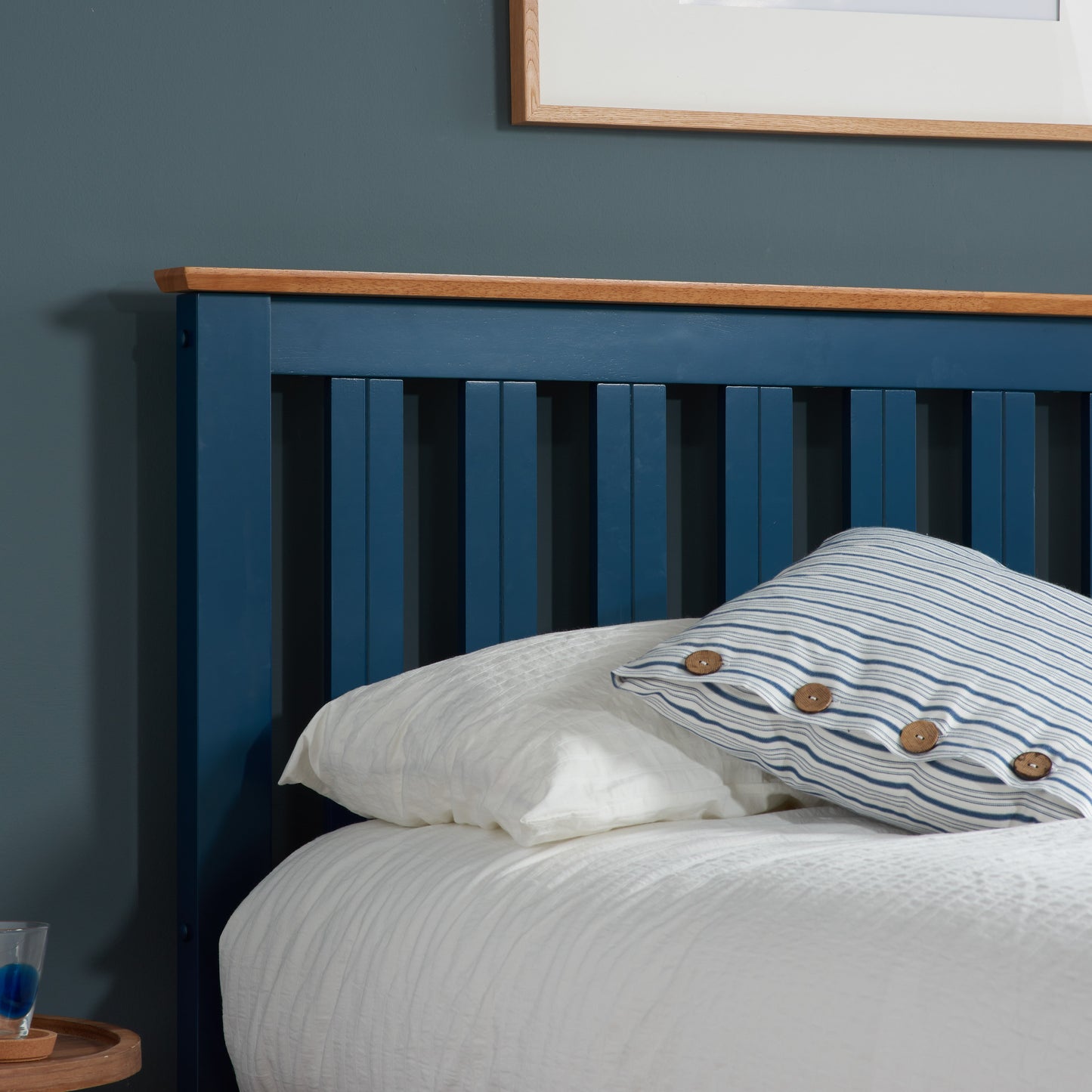 Pheonix Navy Blue Ottoman Storage Single Bed + Comfort Single Mattress
