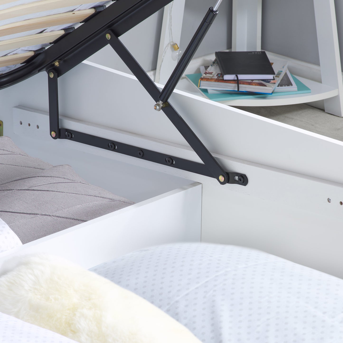 Pheonix White Ottoman Small Double Bed + Comfort Small Double Mattress