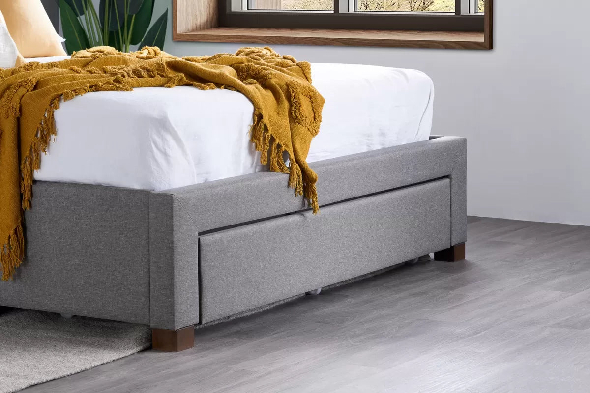 Shelby Grey Storage Double Bed + Heaven Double Mattress